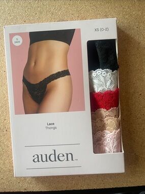 Auden Lace Thongs 5-Pack — Black, White, Red, Tan, Blush
